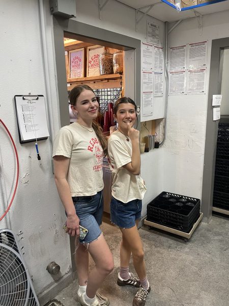 Brosnan (right) and her coworker Ellie Blanksenship (left) at Redbull Ice House during a shift. Photo courtesy of Brosnan. 