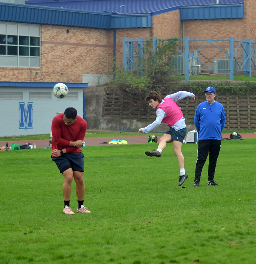 McCallum boy's soccer alumni came together for the first time in two years to play its traditional alumni game. Photo by Dave Winter.