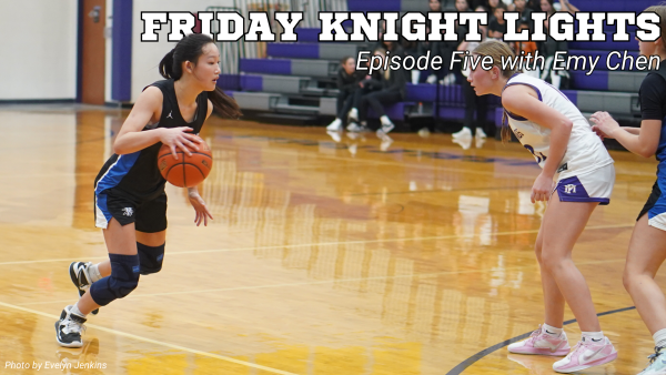 Chen dribbles the ball downcourt at Marble Falls on Nov. 6. The Knights lost to the Mustangs 30-28.