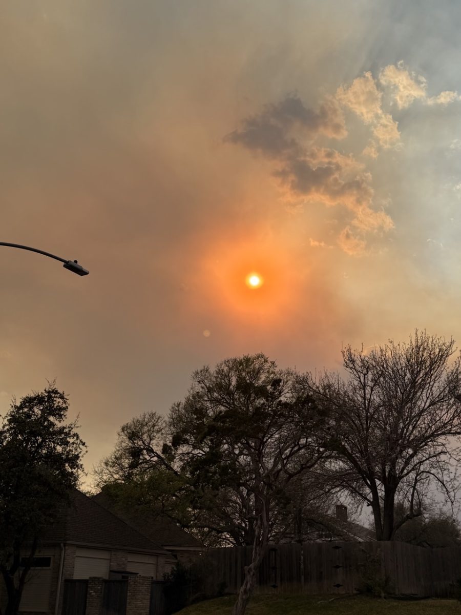 This image taken on Saturday afternoon from a residence in Northwest Hills in the McCallum attendance zone shows that the smoke from the Crabapple Fire blanketed the sky above Austin.