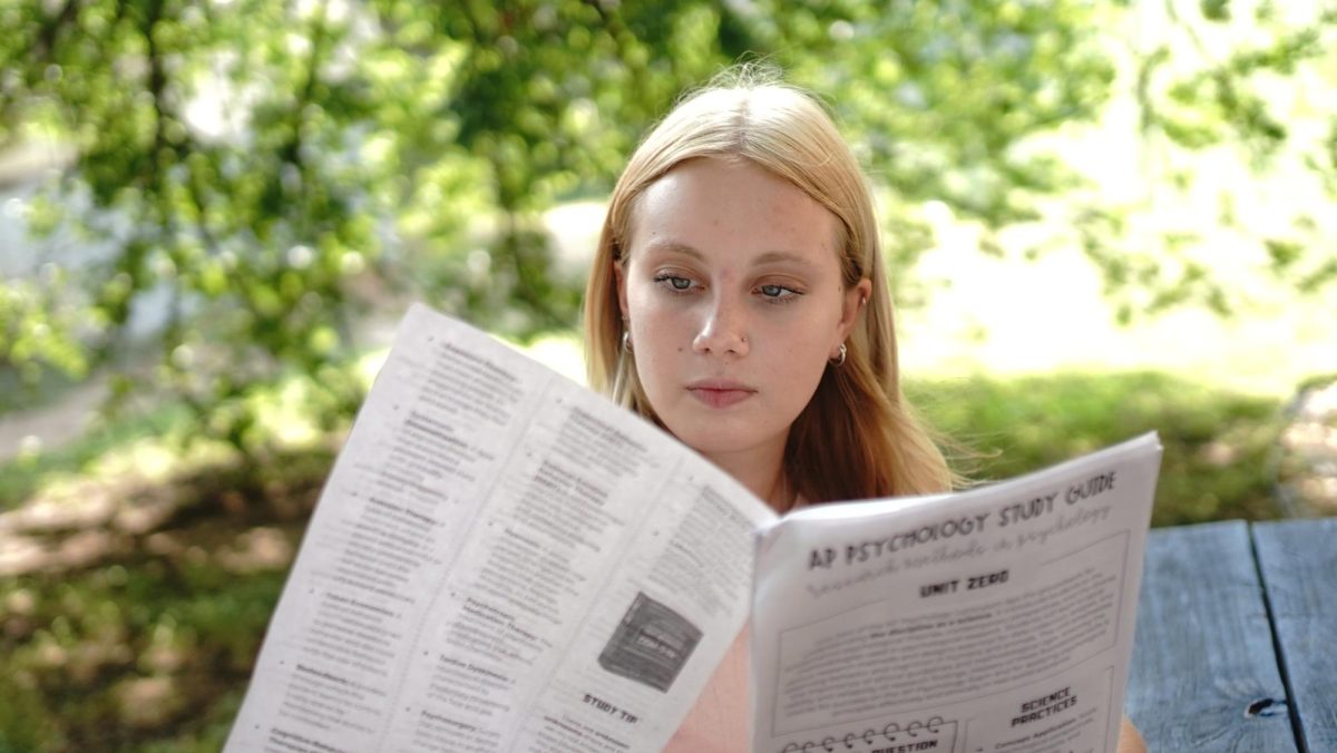 Junior Iris LaRue reviews for her rescheduled AP Psychology exam on Friday, May 23.
