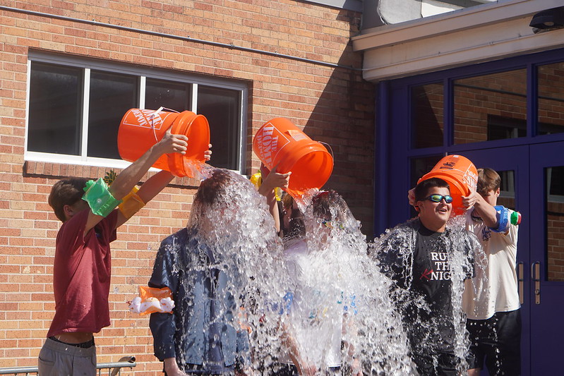 COLD, HARD CASH: Juniors Will Bowman, Dylan Fissel and Joseph Blackwood get dunked with ice water for the ice bucket challenge portion of the Mr. McCallum contest in the courtyard last Tuesday. This year, the class of 2027 held a fundraiser in conjunction with the Mr. McCallum pageant and the three contestants who raised the most money got dunked with ice-cold water with all the proceeds going to the class of 2027.

Fissel won first place by earning the most money for the ice bucket contest with Blackwood finishing second and Bowman, third.

“I was excited and a little bewildered because I only had a minute before they had announced that I was one of the three who won, and I totally thought I was losing,” Bowman said. “It was cold. I severely underestimated the frigidity of the ice cubes.”

Excepting Friday, the contestants had a different challenge each day last week, with the first, second and third placing contestants earning bonus points towards their final score in the pageant. First place in each contest earned three points; second place, two; and third place, one.

“I thought it would be a fun challenge, and it is so far,” Bowman said. “It was fun doing a stupid thing in front of a crowd.”

It turns out those three bonus points came in handy for Fissel who was named Mr. McCallum at the conclusion of the Mr. McCallum pageant on Saturday night.

Caption by Sophia Manos. Photo by Maggie Mass.