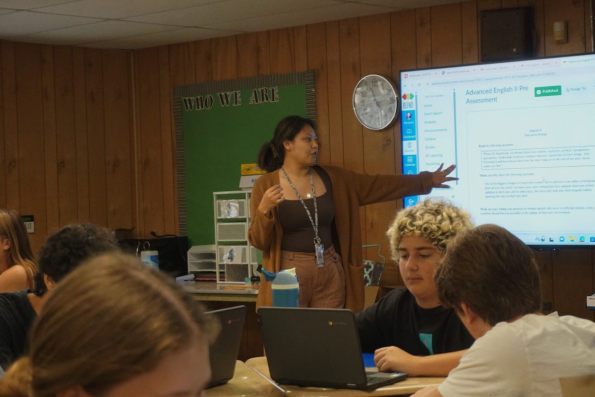 Alexandria Buzzard teaches her second period Advanced English II class. 