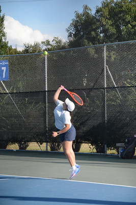Senior Nadia Tissembaum plays in a singles match against Georgetown High School during their bi-district competition match.