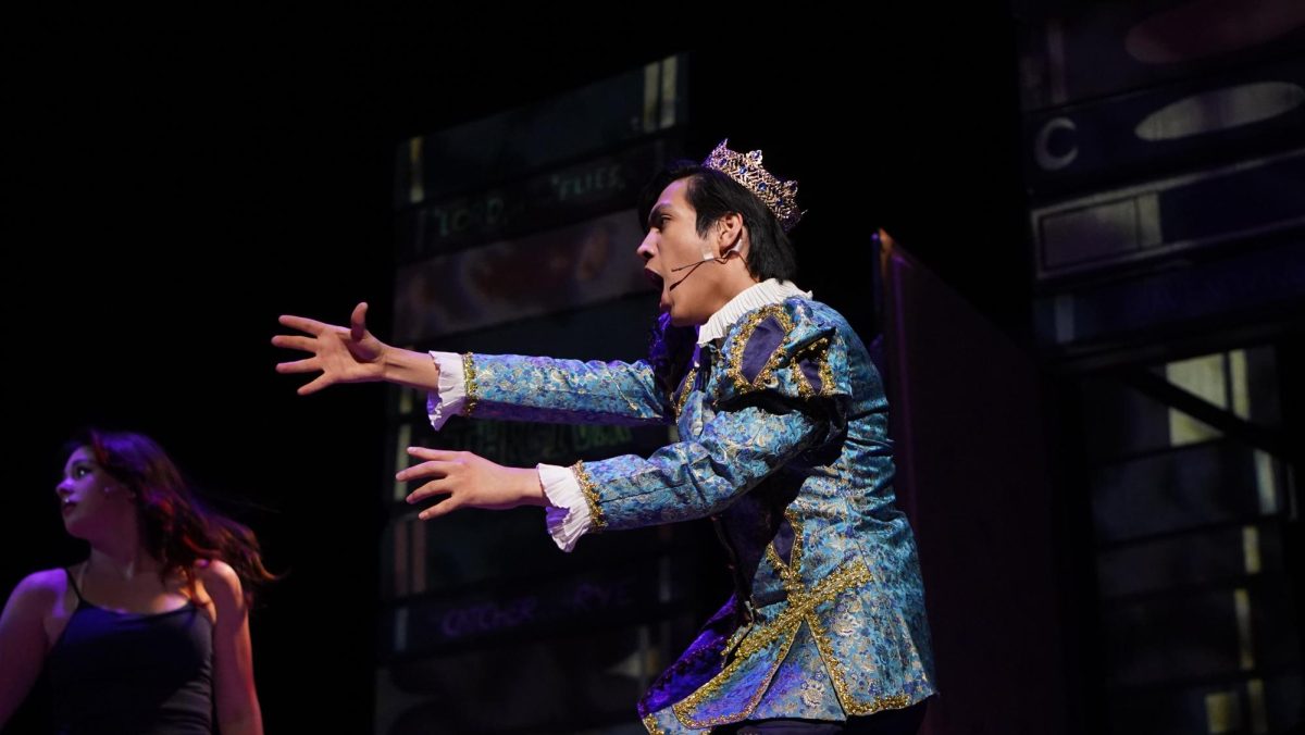 Junior Pablo Arteaga stars as Prince Oliver on opening night of MacTheatre's fall musical, Between the Lines.